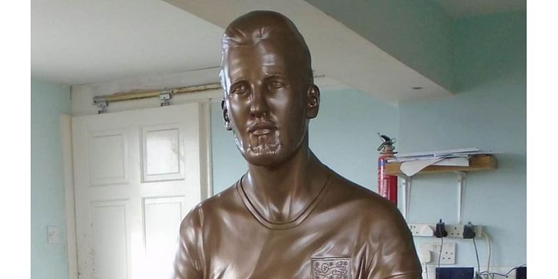 Questionable Harry Kane statue costing £7,200 and branded 'the stuff of nightmares' after being kept in storage after rejection from TfL to be finally unveiled today in Hackney