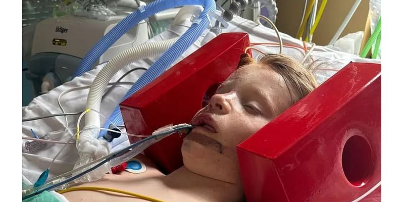 Distraught mother won't know extent of her 10-year-old son's brain injury until he wakes from coma after he was hit by bus