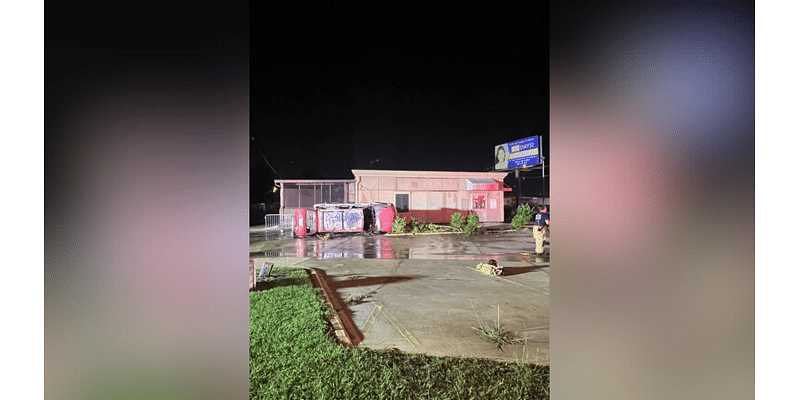 Car flips several times, catches fire in Houma parking lot