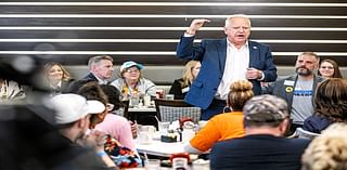 VP candidate Tim Walz cheers voters at Harrisburg-area diner on Election Day