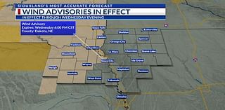 Wind Advisories in effect for potential of gusts up to 50 MPH, possibility of power outages and reduced visibilities