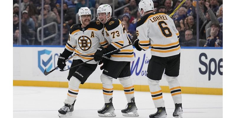 Pastrnak’s goal completes rally as Bruins come back to stun Blues 3-2