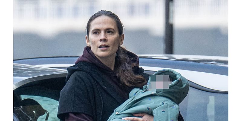 Hayley Atwell, 42, seen out with baby for first time following rumours of pregnancy with fiancé Ned Wolfgang Kelly