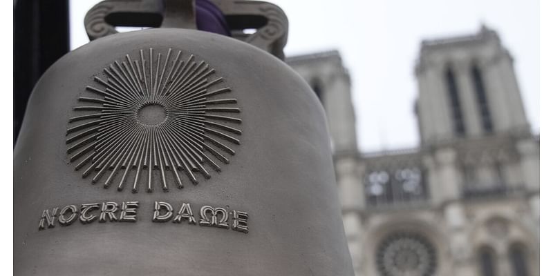 Notre Dame marks arrival of Paris Olympics’ iconic trackside bell as cathedral reopening nears