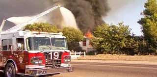 Crews battle large fire at old Fresno County morgue