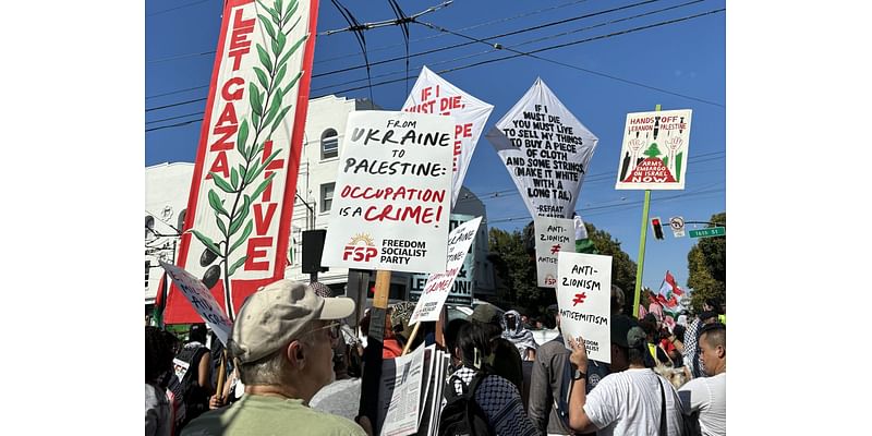 ‘Don’t forget about us’: Thousands march in Mission on eve of Israel-Gaza war anniversary