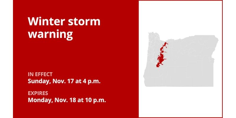 Oregon under a winter storm warning until Monday night – up to 8 inches of snow