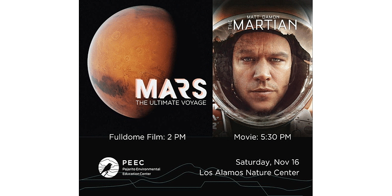 PEEC Offers ‘Mars’ + ‘The Martian’ Saturday, Nov. 16