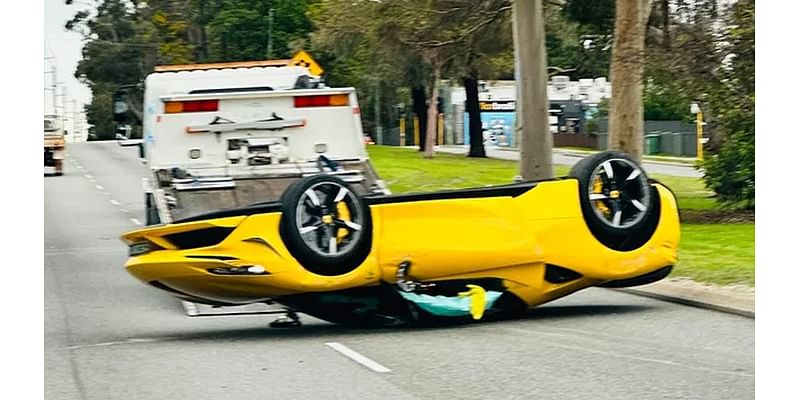 Orrong Road, Carlisle, Perth: Ferrari flips onto its roof