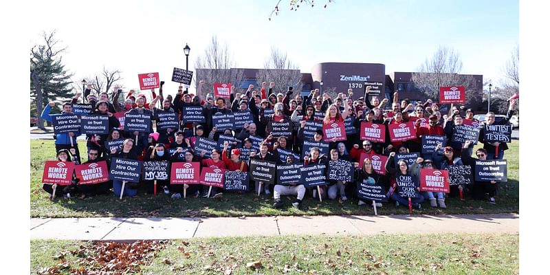 Hundreds of ZeniMax workers go on strike to protest Microsoft 'dragging their feet' on negotiations over job security and remote work