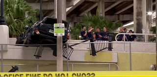 Driver, passenger OK after SUV falls off I-95 overpass in Miami, lands on Flagler Street fence - WSVN 7News