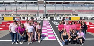 Breast cancer survivors paint Las Vegas Motor Speedway start-finish line pink for South Point 400