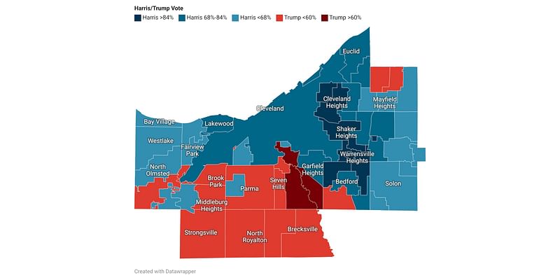 See where Donald Trump ran strongest in Democratic-dominated Cuyahoga County (map)