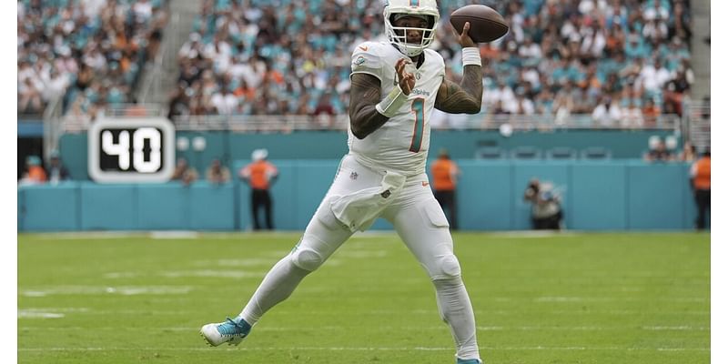 Tagovailoa throws 3 TDs to lead Dolphins past Raiders 34-19 for Miami's 2nd straight win