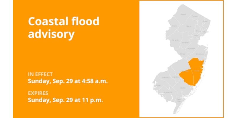 Coastal flood advisory issued for Ocean and Burlington counties until Sunday night