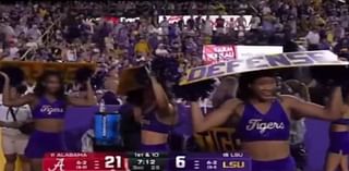 Cheerleaders are forced to shelter from dangerous incident at Alabama-LSU game