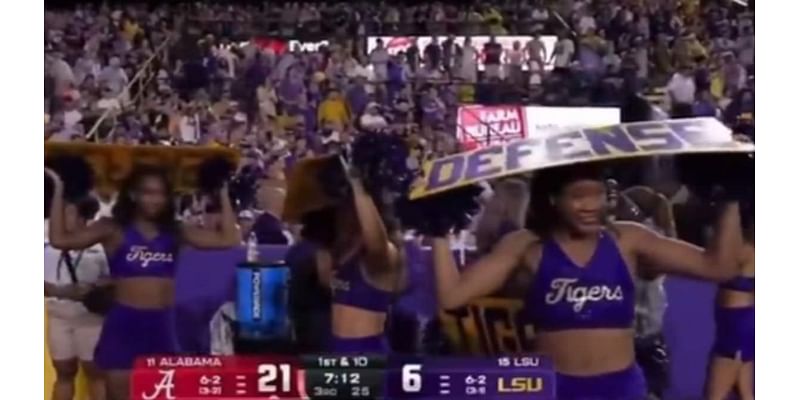 Cheerleaders are forced to shelter from dangerous incident at Alabama-LSU game