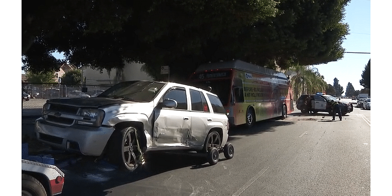 Several injured, 2 hospitalized after L.A. bus collides with other vehicles