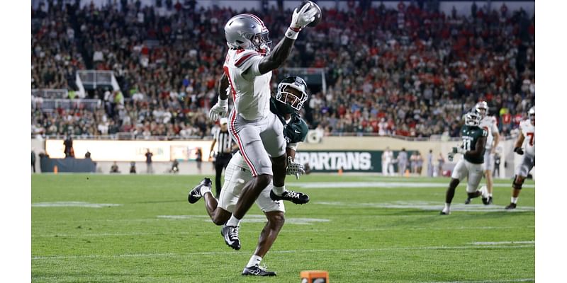 Jeremiah Smith scores 2 TDs in 1st half and helps No. 3 Ohio St pull away and rout Michigan St 38-7