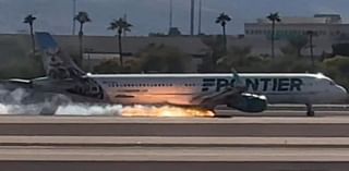 Frontier Airlines jet catches fire while landing at Las Vegas airport, FAA investigating