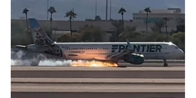 Frontier Airlines jet catches fire while landing at Las Vegas airport, FAA investigating