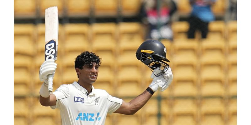 Ravindra scores century as New Zealand leads India by 299 runs at lunch on 3rd day of 1st test