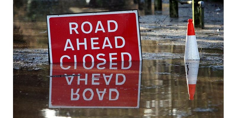 Roads flooded after towns hit by heavy rain