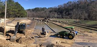 Floodwater overruns Montauk State Park trout hatchery in south-central Missouri