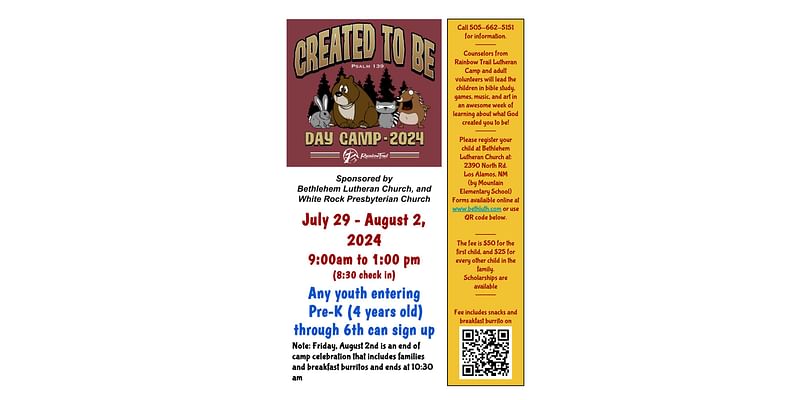 Day Camp Is Coming To Bethlehem Evangelical Lutheran Church