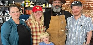 Kirsten Dunst and husband Jesse Plemons learn how to wrap brisket during a trip to Mart, Texas