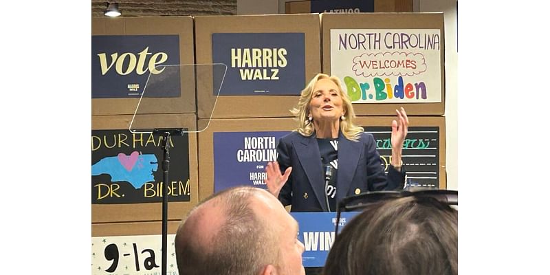 First Lady Jill Biden visits Durham to make final pitch for a Kamala Harris presidency