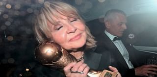 Lulu, 75, looks worse for wear posing with her National Film Award as she joins boozy Hollyoaks star Terri Dwyer heading home from wild afterparty